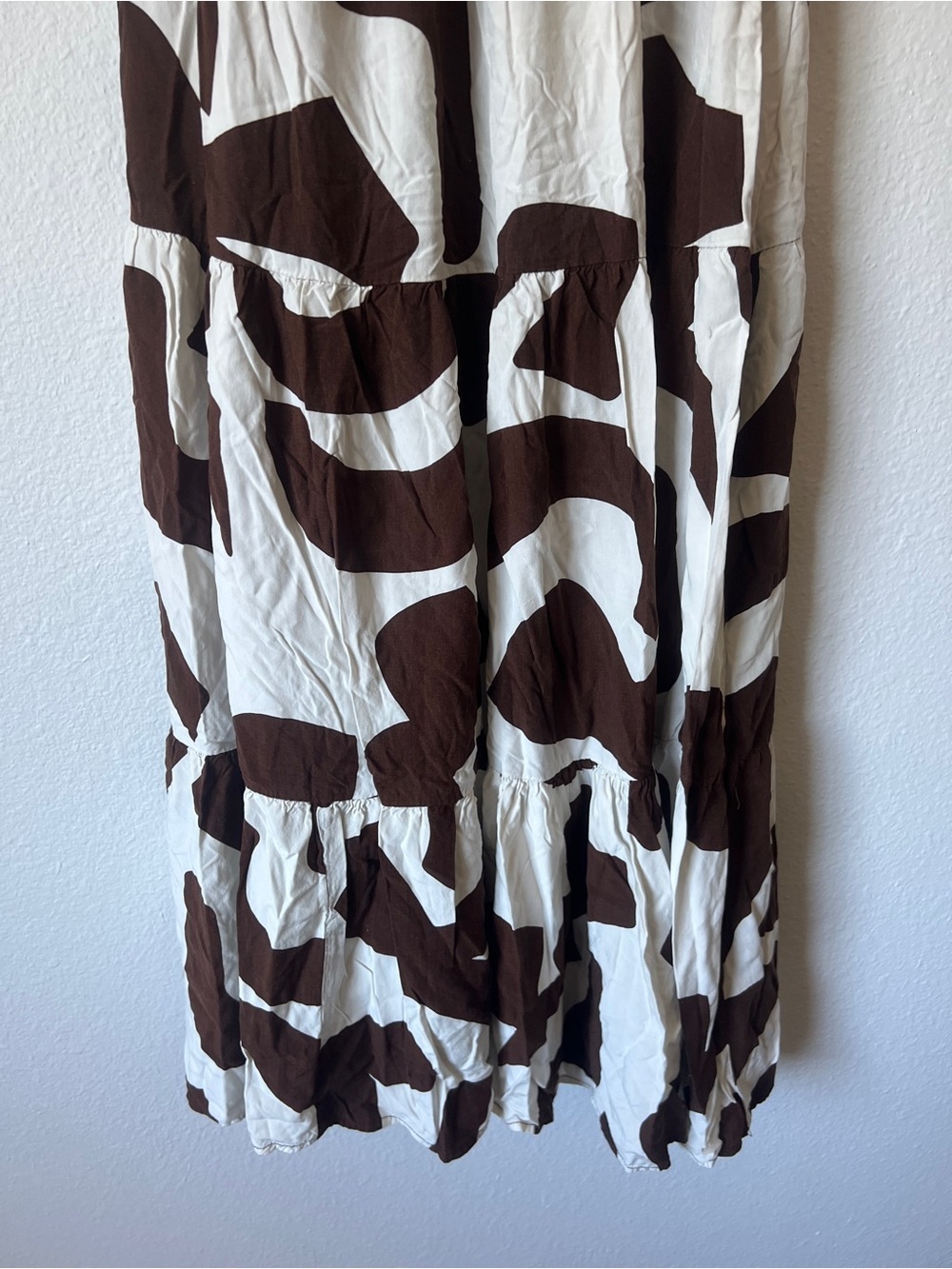 Anthropologie Abel the Label One Shoulder Maxi Dress Brown Cream Ivory Sz Medium - Picture 2 of 8
